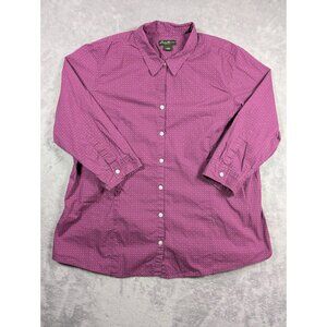 Eddie Bauer Shirt Womens Size XXL Purple Geometric Button Up Outdoor Casual